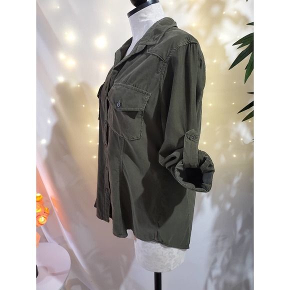 Bella Dahl x Anthropologie Corduroy Button-Up Shirt Women’s Medium (Olive Green) - Picture 3 of 10